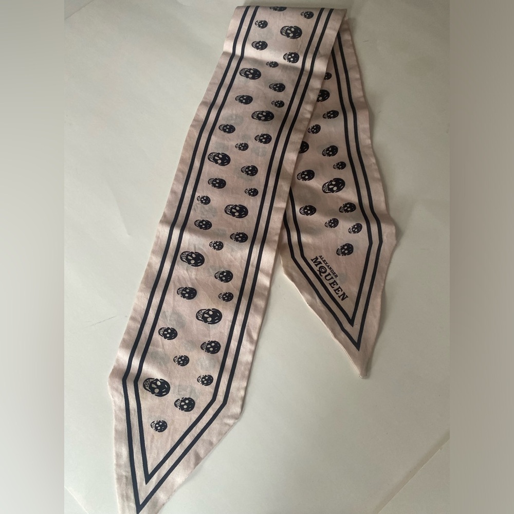 Alexander McQueen Silk Ribbon Skull Scarf Twilly